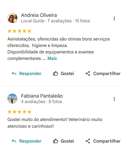 Avaliação real de tutor sobre a Clínica Veterinária Palmeiras