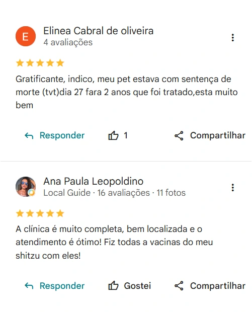 Avaliação real de tutor sobre a Clínica Veterinária Palmeiras